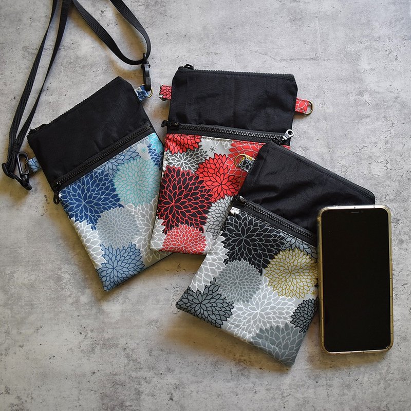 Travel waterproof cross-body mobile phone bag_Flowers - Messenger Bags & Sling Bags - Nylon Black