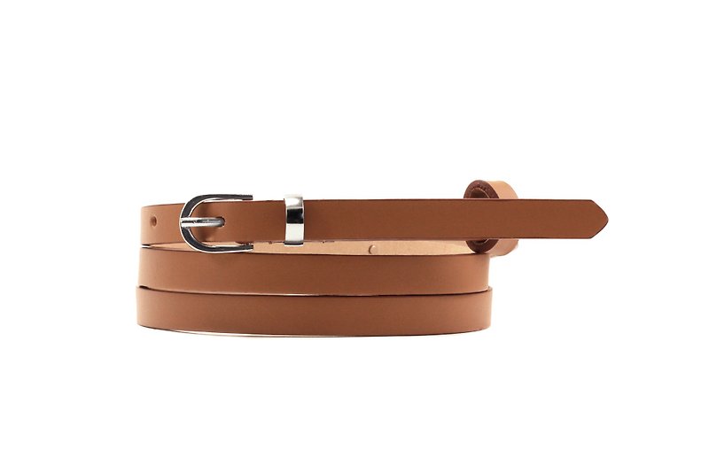 Brown skinny belt, brown womens belt, brown belt, leather belt, brown waist belt - 皮帶/腰帶 - 真皮 咖啡色