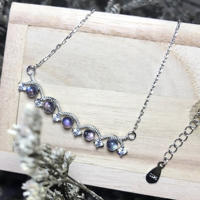 【Lost And Find】Natural purple labradorite  necklace - Chokers - Gemstone Multicolor