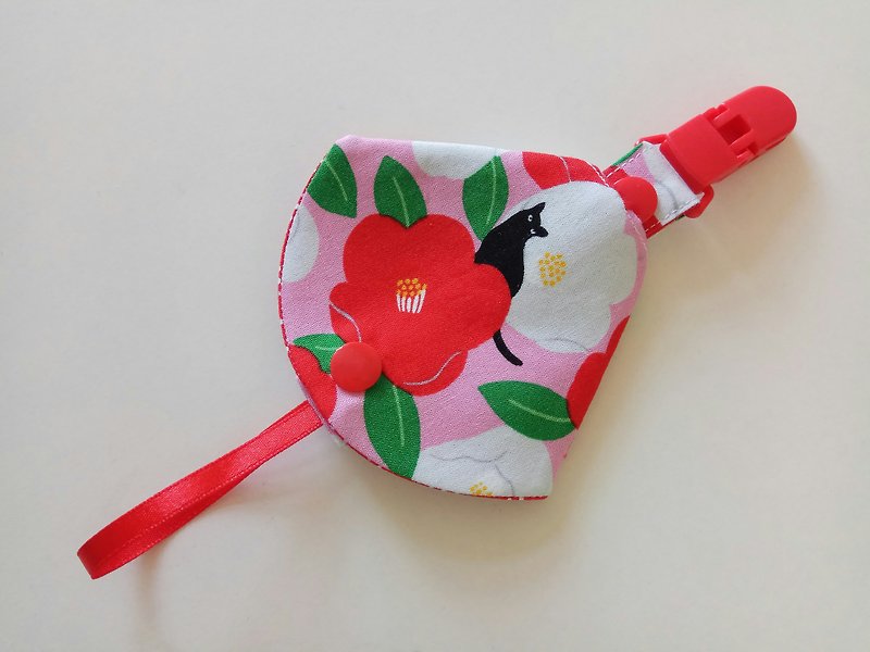Cat & Flower Moon Gift Combo Pacifier < Pacifier Dust Bag + Pacifier Clips > Dual Function - Baby Gift Sets - Cotton & Hemp Red