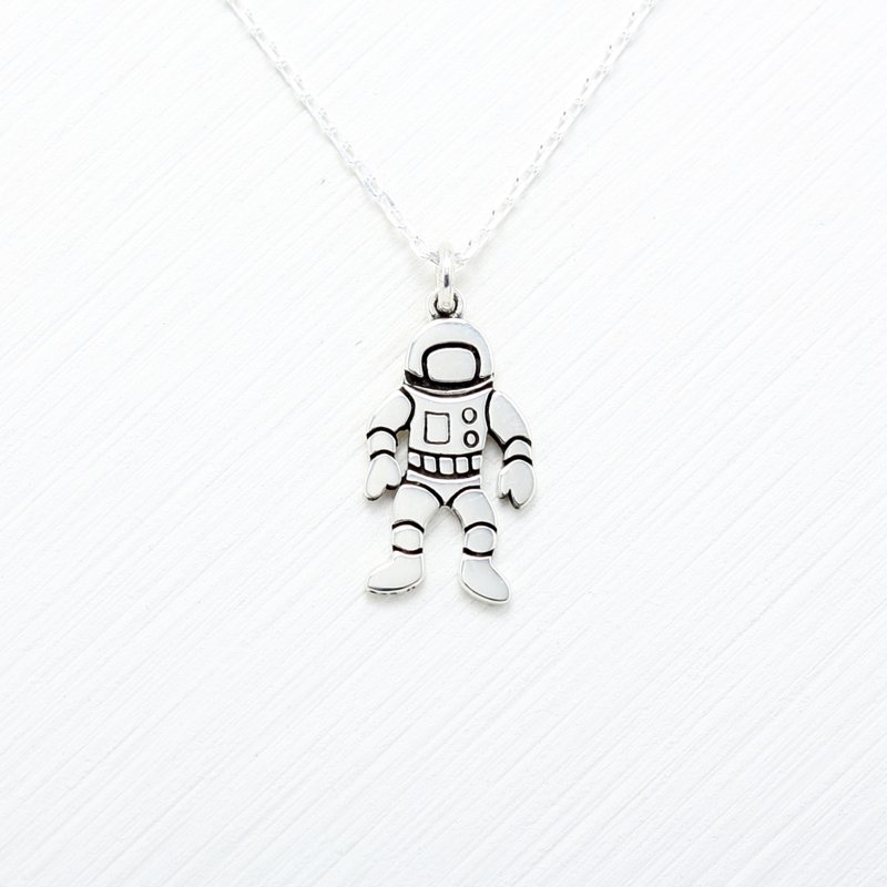 【Angel & Me】Astronaut s925 sterling silver necklace Birthday Valentine Day gift - สร้อยคอ - เงินแท้ สีเงิน