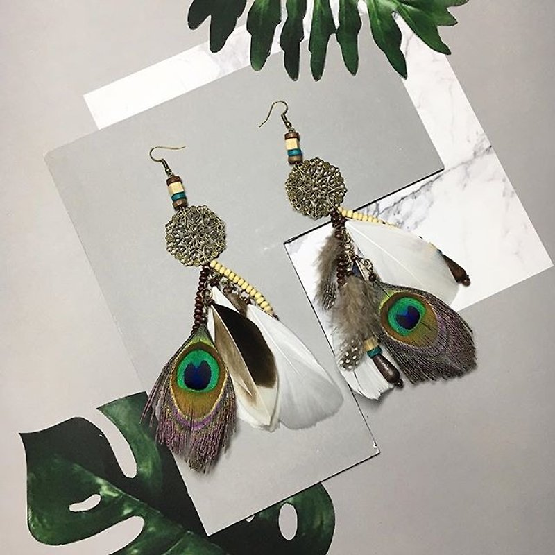 earrings: boho feather