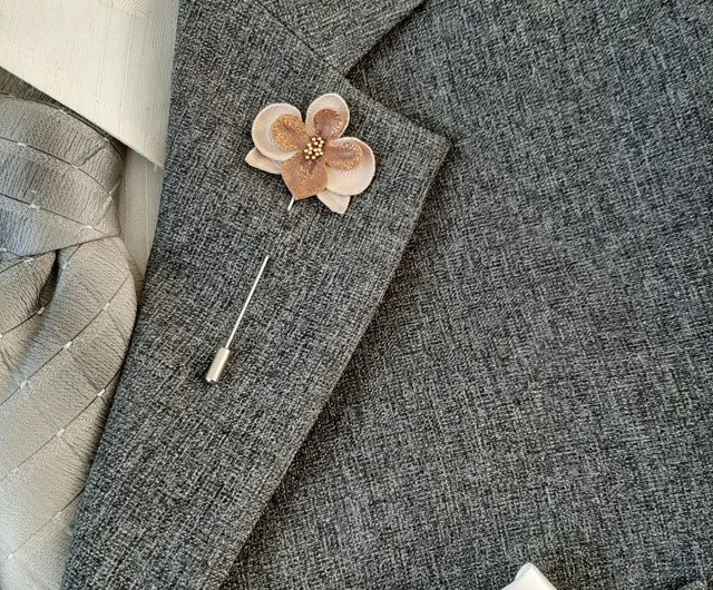 Leather Flower Lapel Pins