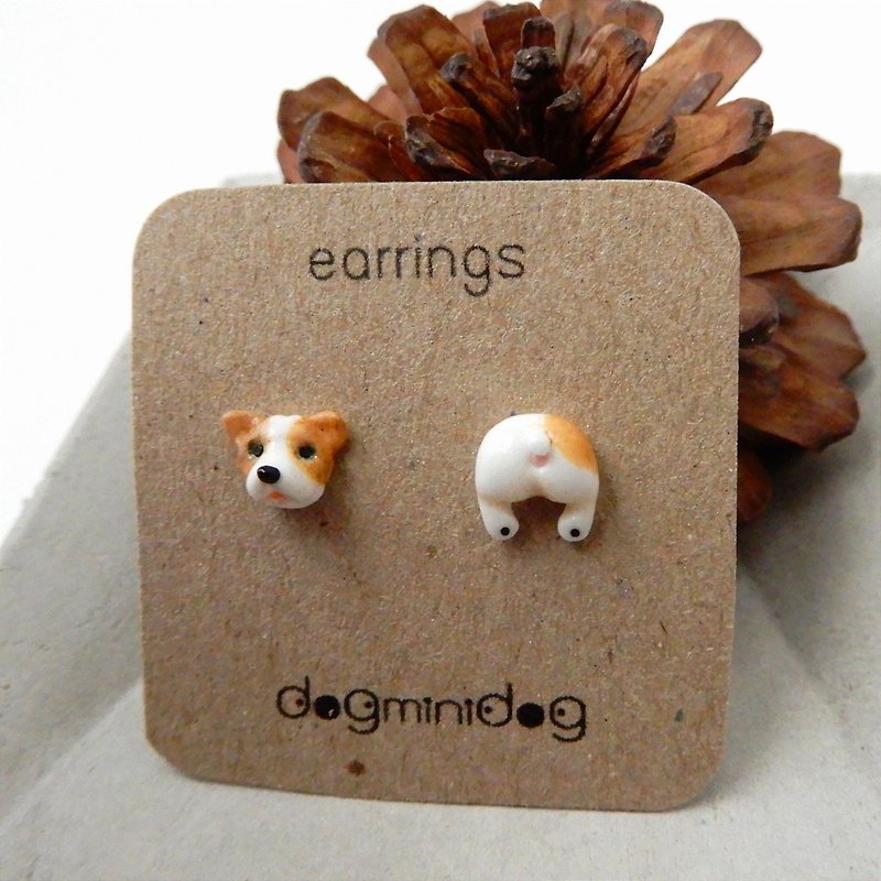 Jack Russell Terrierฺ earrings with papercraft box for dog lovers. - Earrings & Clip-ons - Other Materials 