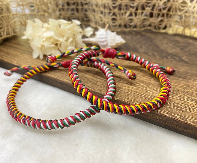 Five-color thread silk Wax thread braided rope bracelet five elements to  avoid evil and good luck - Shop sweetheartforest Bracelets - Pinkoi
