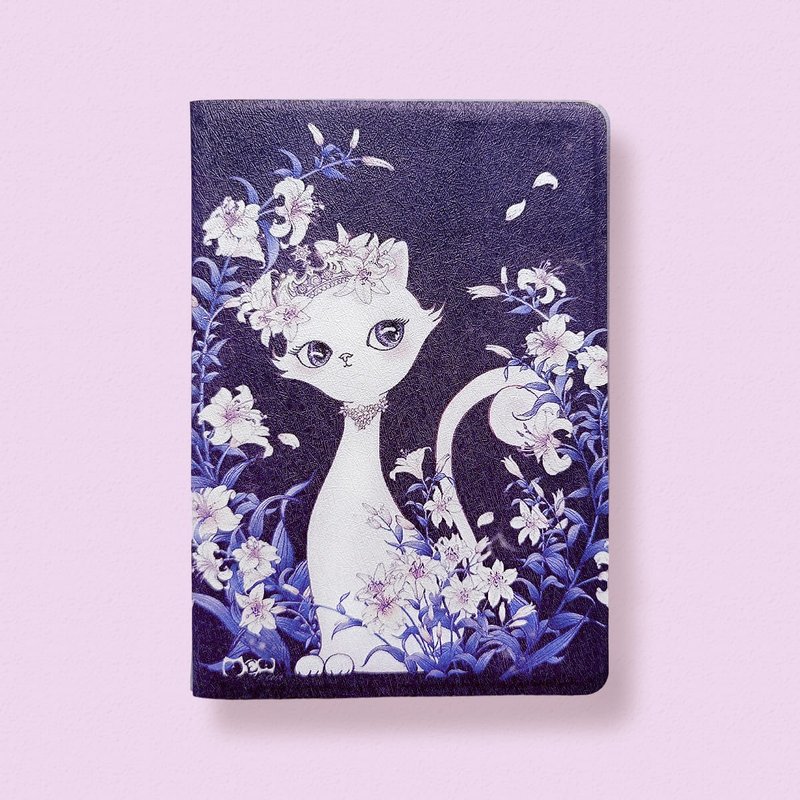 Lightweight passport cover - Violet Lily Little Queen Cat - Passport Holders & Cases - Faux Leather 