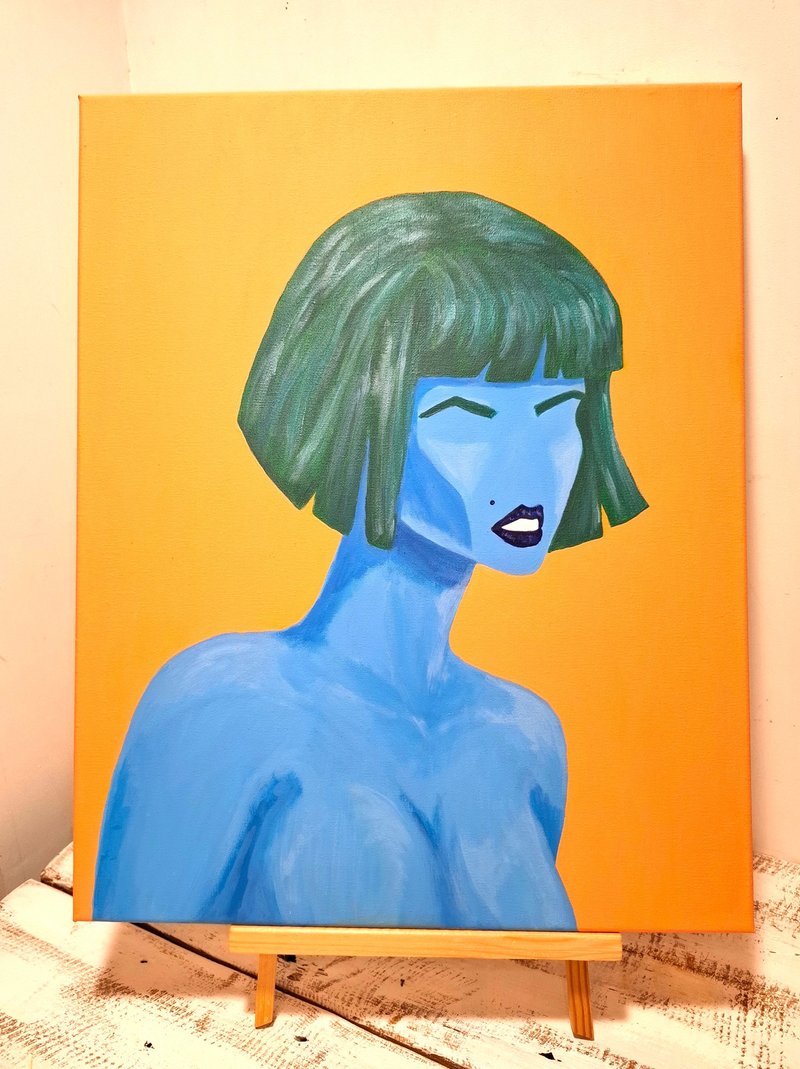 Original Acrylic Woman Portrait Rebecca Modern Art Wall Decoration - 壁貼/牆壁裝飾 - 其他材質 多色