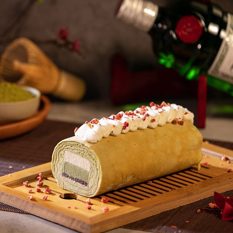 Matcha Red Bean Jasmine Gin_Towel Roll_Tea Wine Style - Cake & Desserts - Fresh Ingredients 