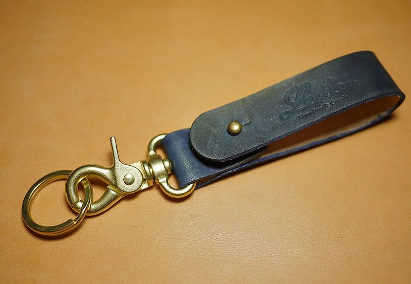 皮革鑰匙圈-客製-林馨妮 - 鑰匙圈/鎖匙扣 - 真皮 藍色