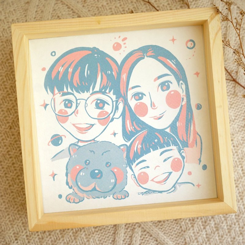 Xiyanhua-elegant wooden photo frame/portrait painting/pet painting/customized (rush order available) - ภาพวาดบุคคล - ไม้ 