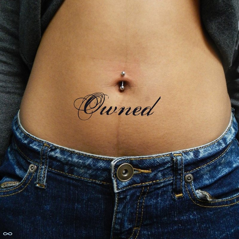Owned Temporary Fake Tattoo Sticker (Set of 2) - OhMyTat - Temporary Tattoos - Paper Black