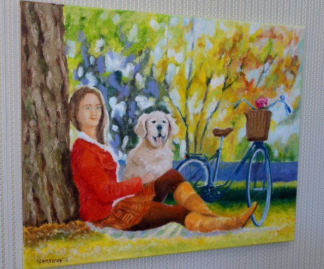 赤いジャケットの少女 オリジナル アート 油絵 壁の装飾 女の子