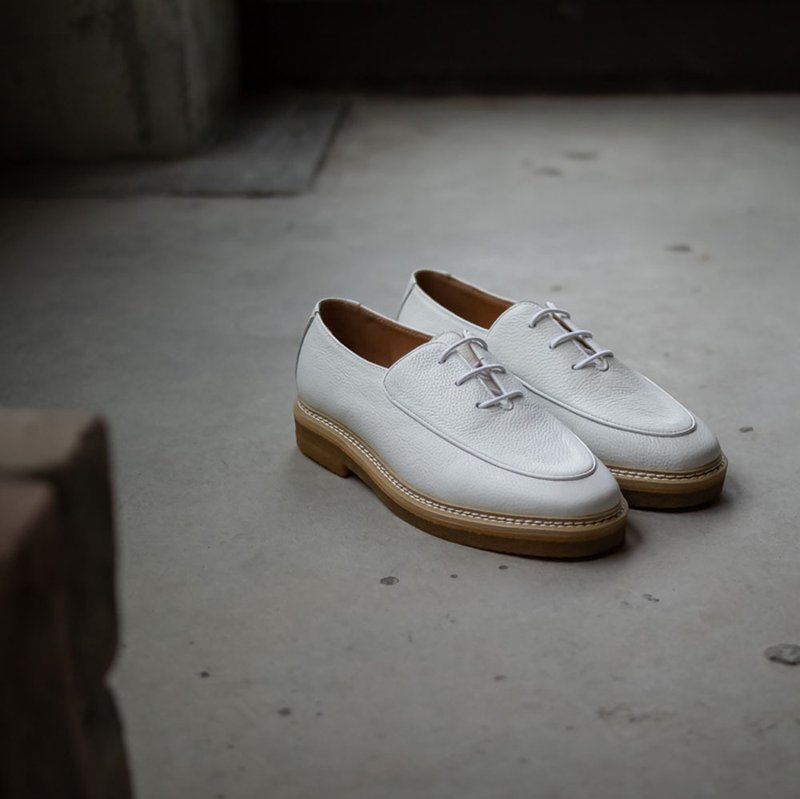 [Immediate Special Offer] Classic U-TIP_Litchi White - Men's Leather Shoes - Genuine Leather White