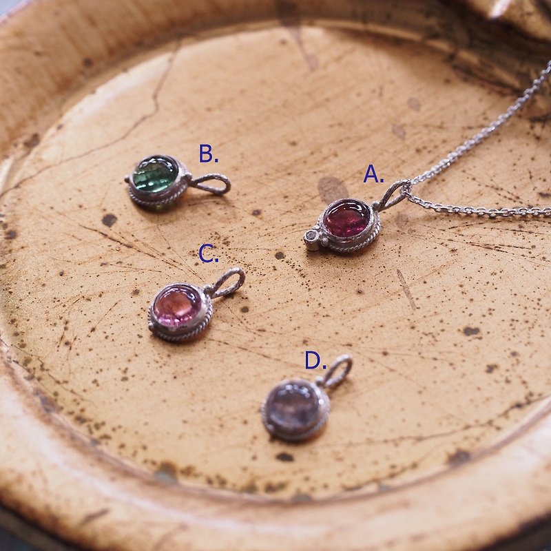 Rubelite multi color Tourmaline Handmade Sterling Silver Necklace - สร้อยคอทรง Collar - เครื่องประดับพลอย หลากหลายสี