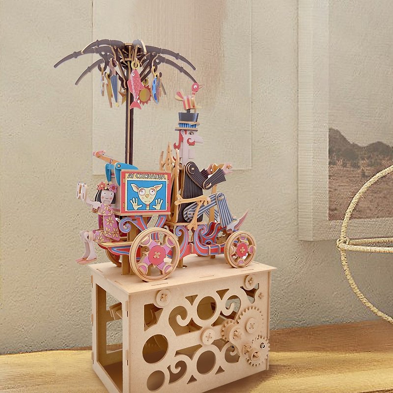 iló wooden automaton DIY model (musical bell version)-The Peddling Puppete - งานไม้/ไม้ไผ่/ตัดกระดาษ - ไม้ สีกากี