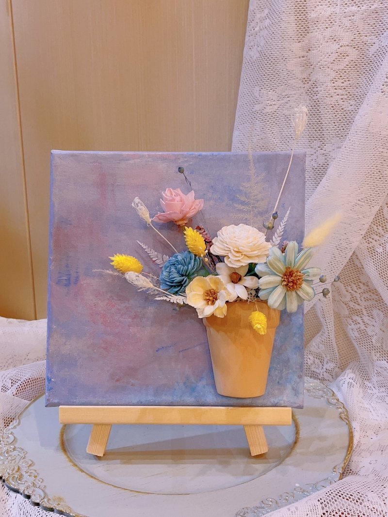 畫框花/背板花/乾燥花/居家裝飾 - 乾燥花/永生花 - 其他材質 藍色