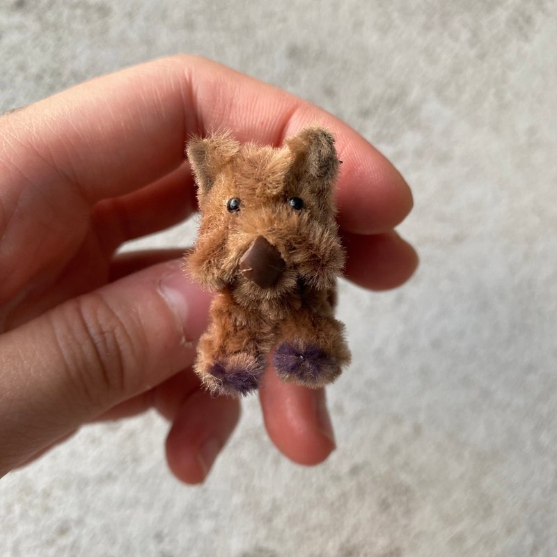 Australian Wombat 4.5cm-hair root twist stick handmade/dirty cute wandering zoo/doll pet creation - Knitting, Embroidery, Felted Wool & Sewing - Other Man-Made Fibers Brown