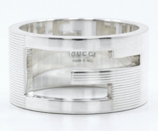 GUCCI グッチ ブランデッド Gロゴ ワイド シルバー リング GUCCI】グッチ Gロゴ ブランデッドG 19.5号 リング・指輪