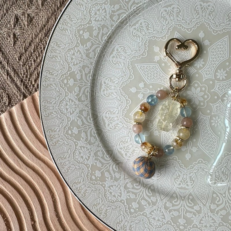 平安黃水晶媽祖娘娘掛飾 - 鑰匙圈/鑰匙包 - 水晶 