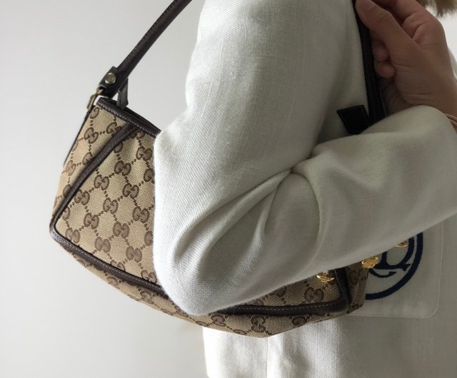 日本直送 名牌中古包 】GUCCI グッチ GGキャンバス レザー ホーボー