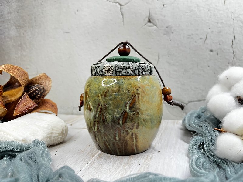 Hand-made hand-kneaded pottery wood-burning tea warehouse coffee can storage tank storage tank - Storage - Pottery 