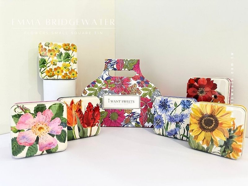 [British Candy House] Emma Bridgewater Floral Candy Pocket Square Tin Box-2 Set - ขนมคบเคี้ยว - วัสดุอื่นๆ หลากหลายสี