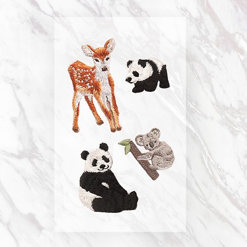 印花美術社EASYIN | 客製化服務 布用貼紙熊貓動物園刺繡感燙畫貼 熨燙防水印花