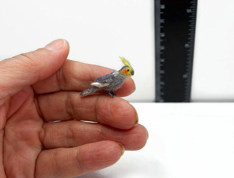 Corella parrot miniature, scale 1:12 - 公仔/玩偶 - 其他材質 灰色