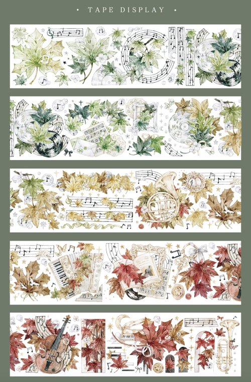 Botanical Leaves Washi Tape, White Washi, Green Washi, Plant Washi