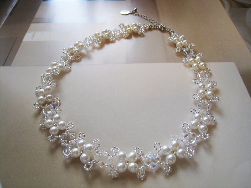 Silky Pearl & Swarovski Crystal Choker / SMC : White Bridal* - 項鍊 - 珍珠 白色
