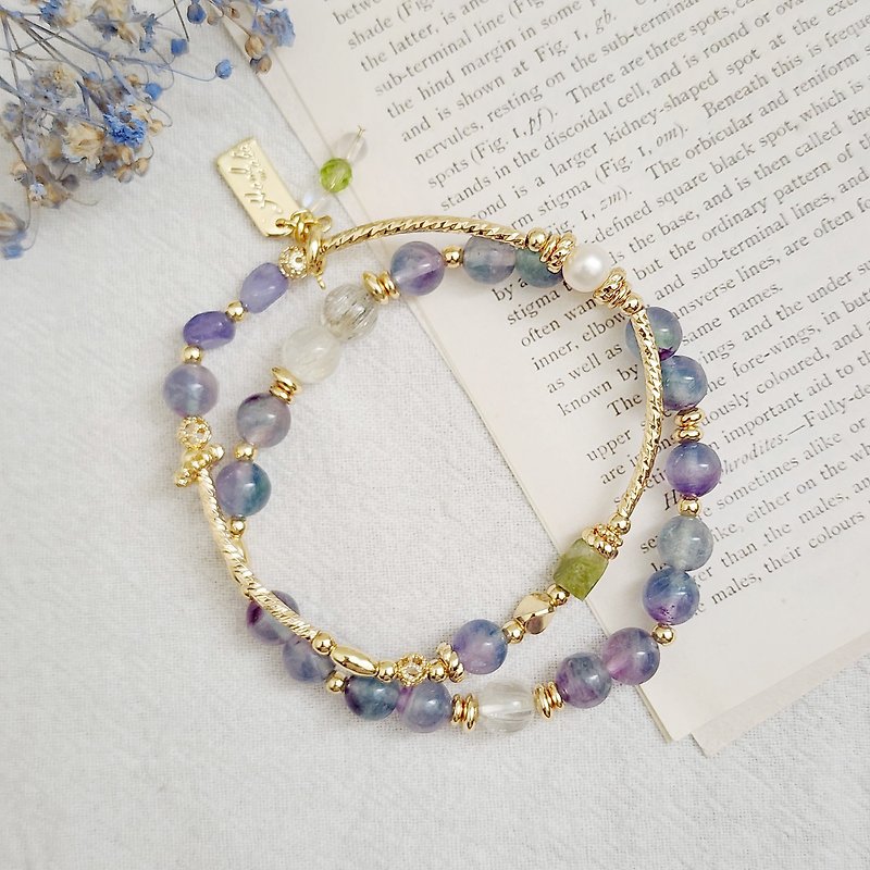 Unicorn Stone/white Stone/tanzanite/tourmaline/natural freshwater pearl aesthetic natural stone bracelet - Bracelets - Gemstone Green