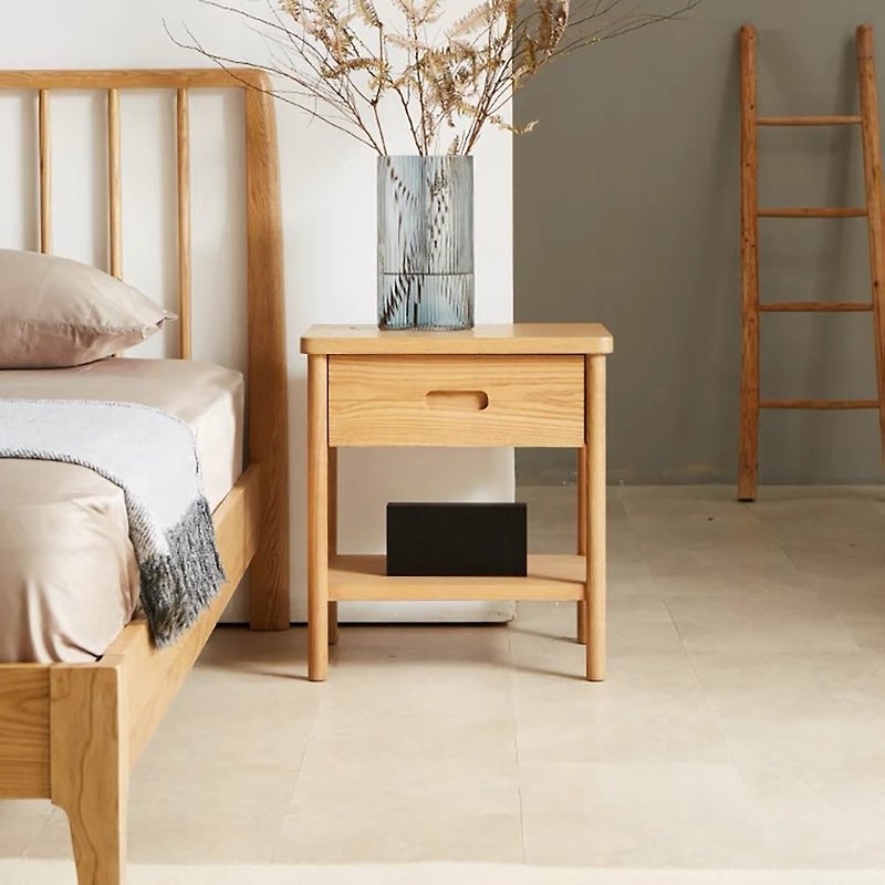 【D3 Log Home Furnishing】Clara North American Ash Wood Bedside Cabinet Bedside Cabinet - เฟอร์นิเจอร์อื่น ๆ - ไม้ 