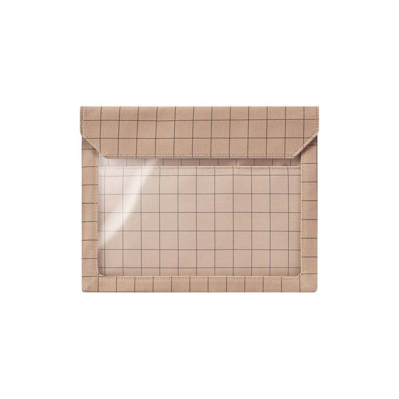 【KING JIM】FLATTY WORKS多用途帆布收納袋 限定款 格紋 A5 - 化妝包/收納袋 - 其他材質 多色