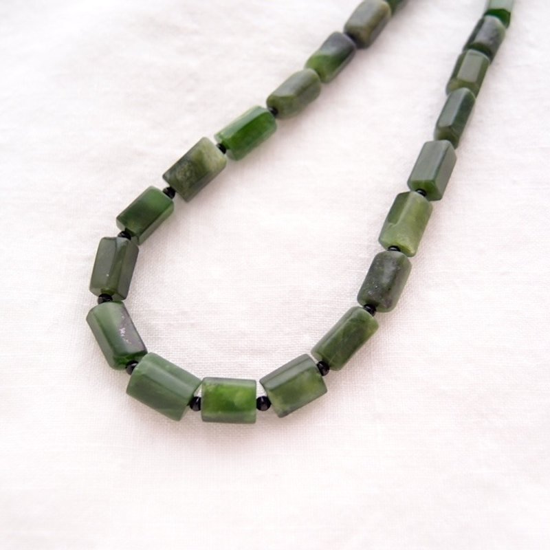 Nephrite × Black Onyx Necklace　ネフライト×ブラックオニキス ネックレス - 項鍊 - 寶石 綠色