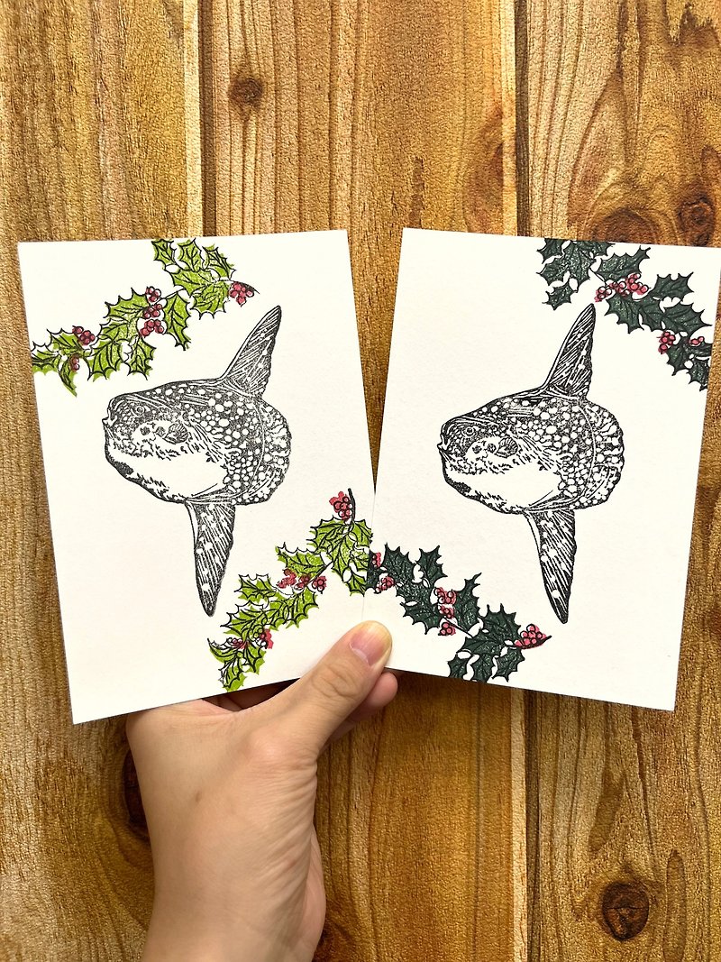 【Christmas Cards】 - Hand Printed Christmas Cards / 6pcs - Cards & Postcards - Paper 