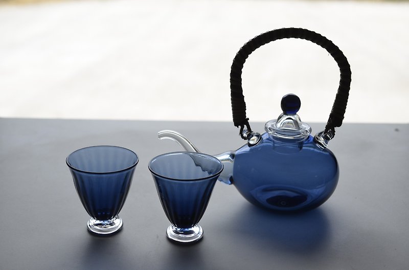 藍色のちろり(杯2客付) - 酒杯/酒器 - 玻璃 藍色