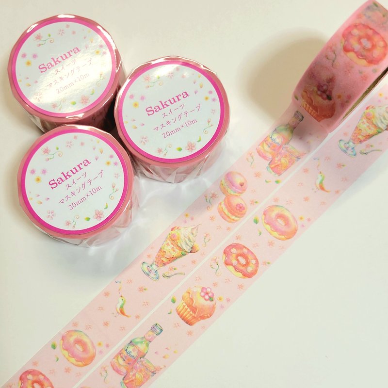 桜スイーツ マスキングテープ - 紙膠帶 - 紙 粉紅色