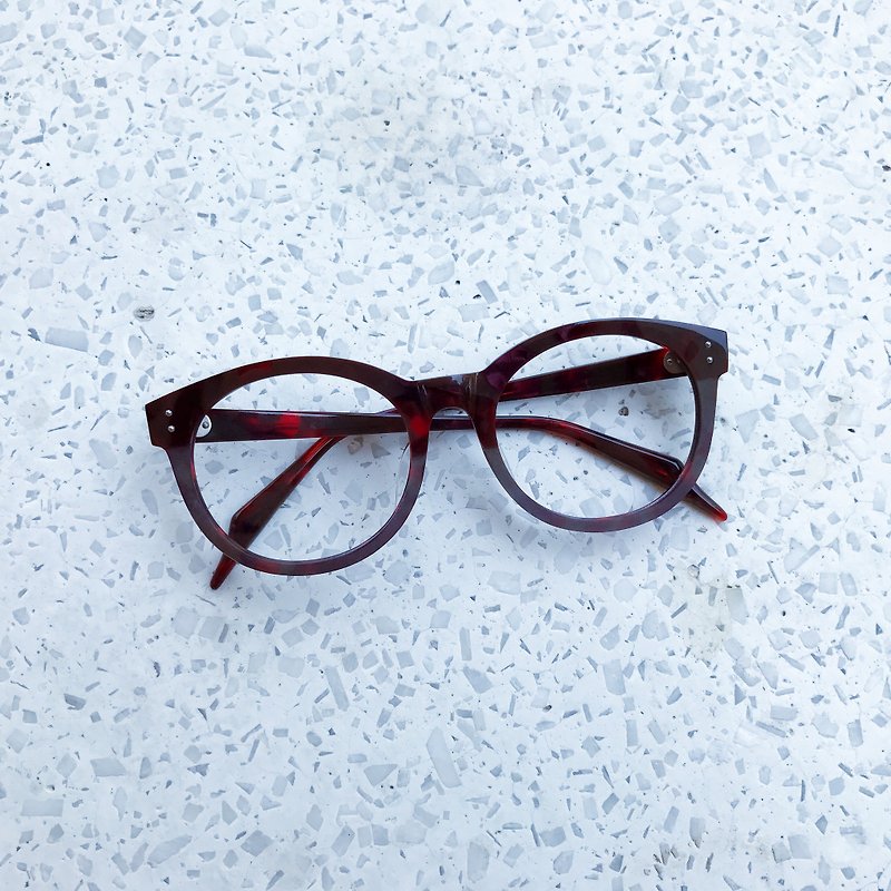 (無型號)Prototype Round Oval Tortoise Red eyeglasses eyewear 7 barrel hinge - Glasses & Frames - Other Materials Red