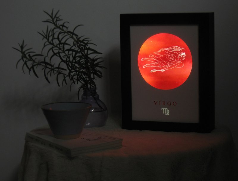 定製星座小夜燈 Virgo室女座 星空生日禮物 調光陪伴入眠床頭燈 - 燈具/燈飾 - 紙 藍色