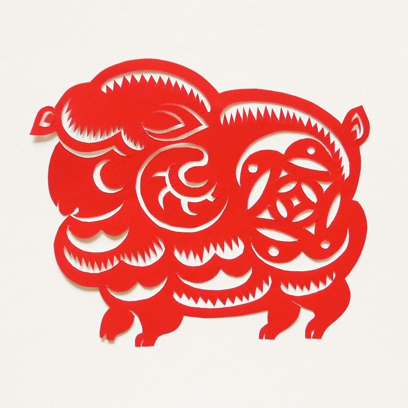 Kirigami Uh sheep twelve Chinese zodiac sheep - Posters - Paper Red