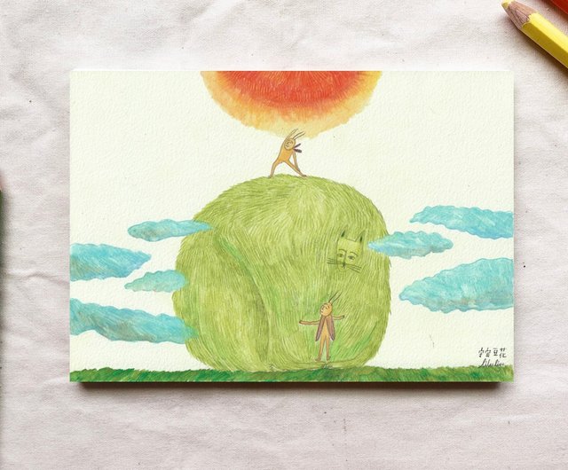 コスモスビーンフラワーイラストポストカード コオロギ温度計シリーズ ショップ Lilooliyu Studio カード はがき Pinkoi