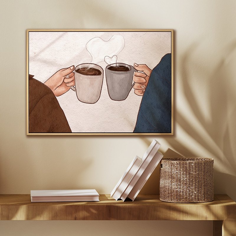 Aesthetic Dating I - Coffee Illustration Reproduction Painting - Posters - Cotton & Hemp Multicolor