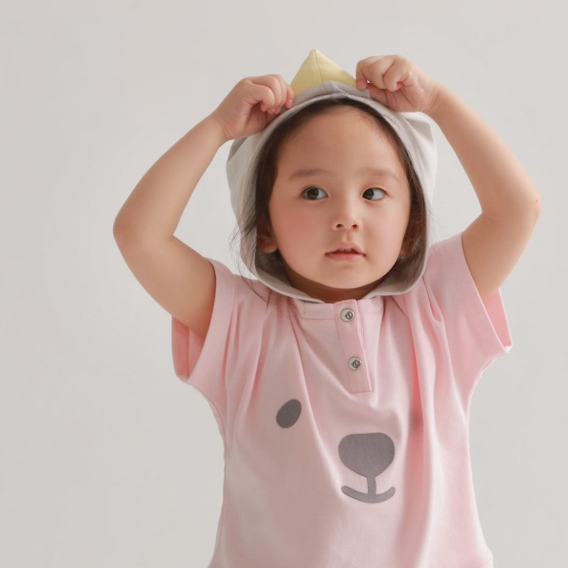 Pointed Hooded Animal Top (white/dark blue/pink) - Tops & T-Shirts - Cotton & Hemp 