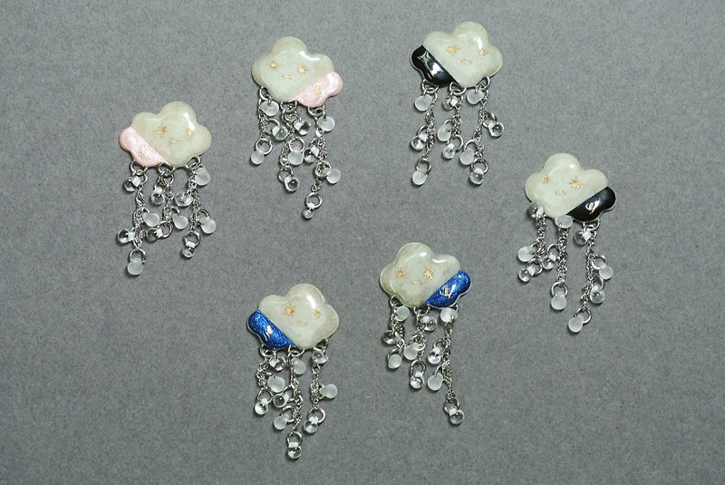 Smiling rain cloud earrings - Earrings & Clip-ons - Paper Blue