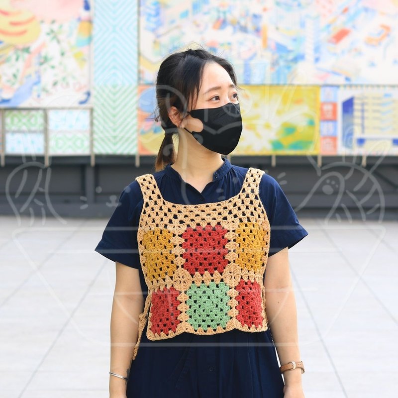 【影片教學+材料包】綁帶織片背心 - 編織/刺繡/羊毛氈/縫紉 - 棉．麻 多色