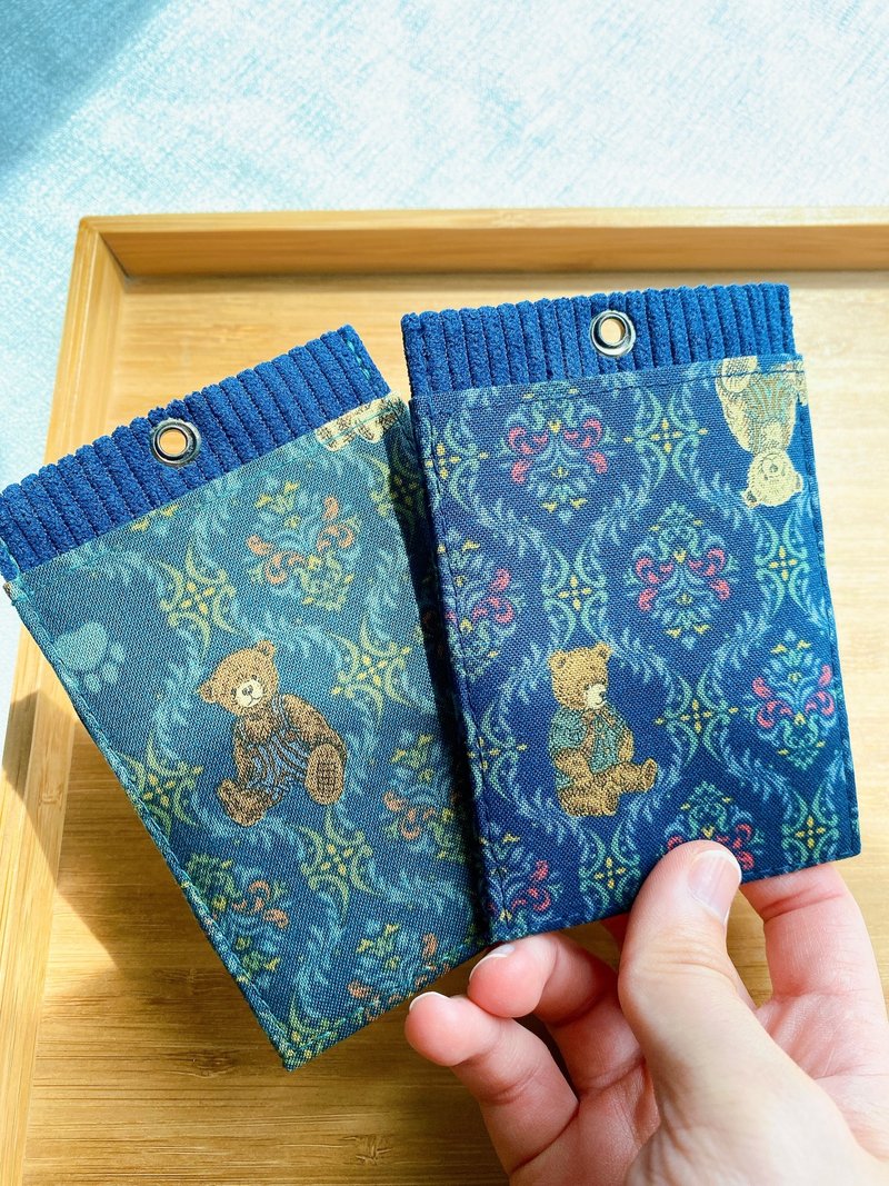 ID card holder, identification card holder, leisurely card holder, hanging neck card holder, card holder, patterned bear style - ID & Badge Holders - Cotton & Hemp 