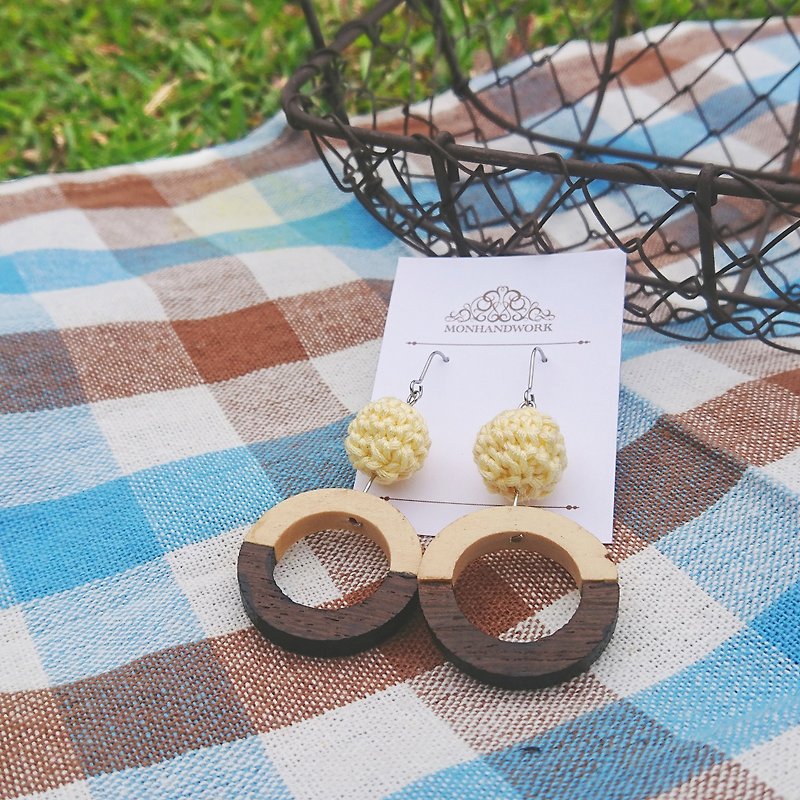 Cloth series earrings / earrings [莳花女] - Earrings & Clip-ons - Cotton & Hemp Yellow