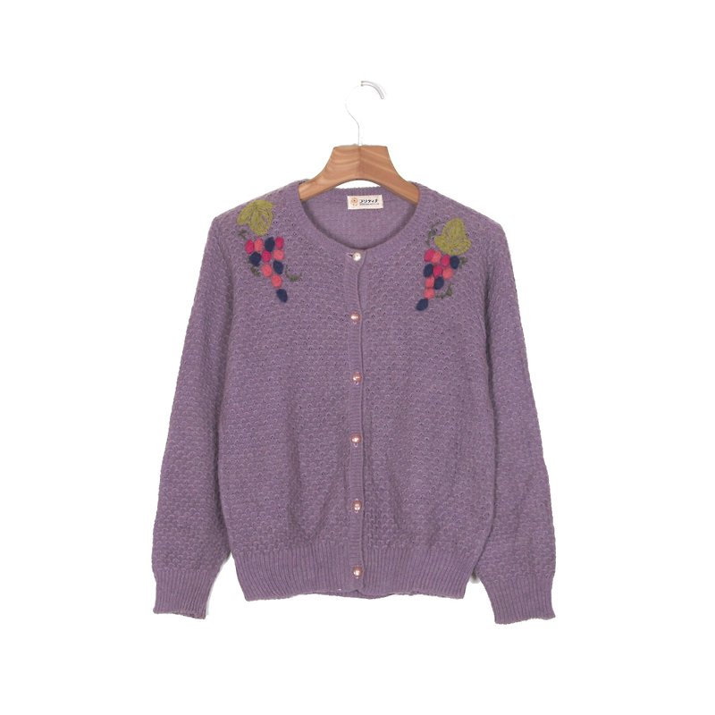 [Egg plant ancient] grapevine cardigan cardigan - Women's Sweaters - Polyester Purple