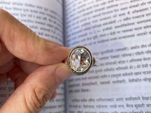 Nellie 奈爾里 天然 喜馬拉雅白水晶 戒指 尼泊爾製 925純銀 手工製