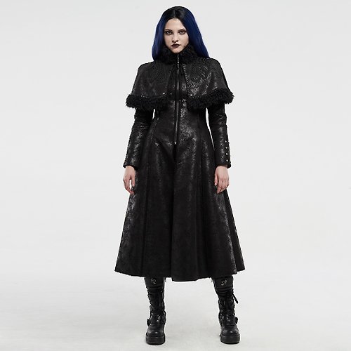 Long flare embroidered cape coat gothic baroque winter princess corset PunkRave 